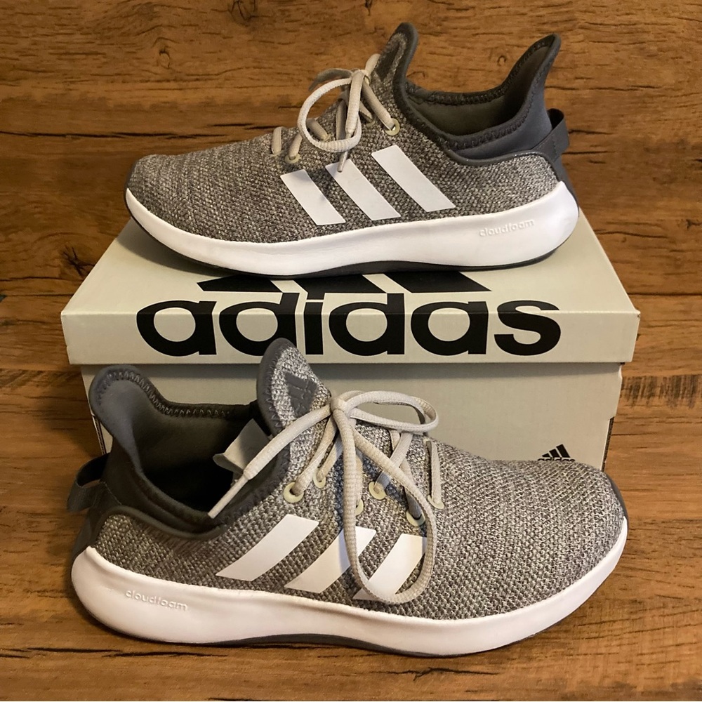 Adidas Women's Cloudfoam Pure Sneaker Color: Putty Grey/White/Charcoal